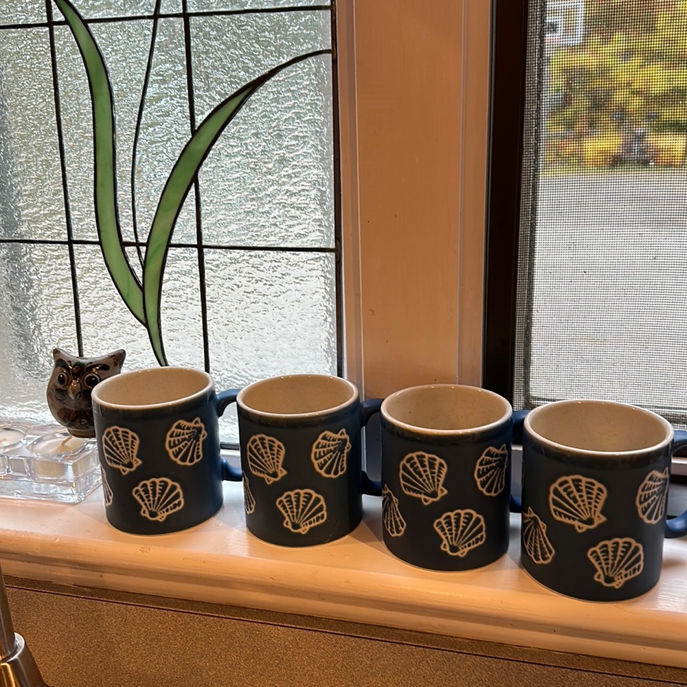 OTAGIRI lot of four Coffee Mug Seashell 🐚 Ocean Coffee Cup Vintage Japan💙